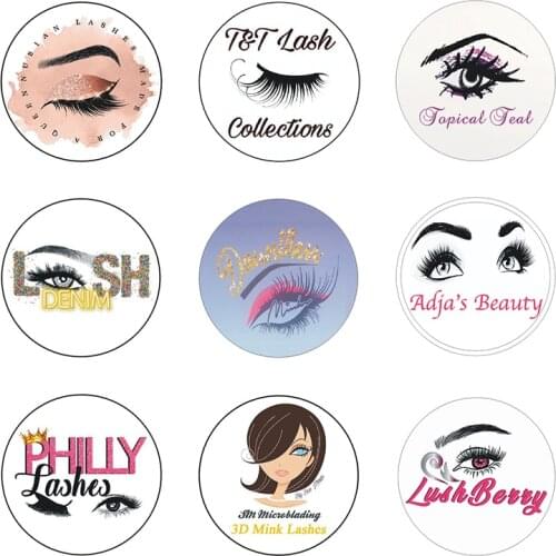 200pcs Eyelashes logo stickers Business Cards Custom Clear Wedding Labels brand Mink Lashes Paper Lipgloss Tubes Logo Sticker