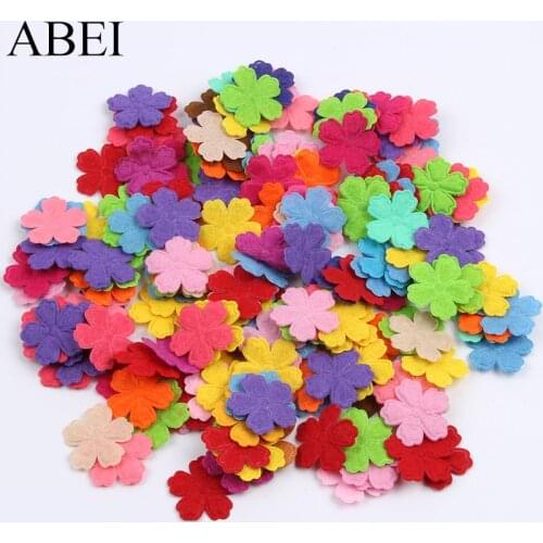 100pcs/lot Wholesale Non Woven Flower Patch Stick On Felt Pads Accessory DIY Handicraft Scrapbook Cards Decoration Ornaments