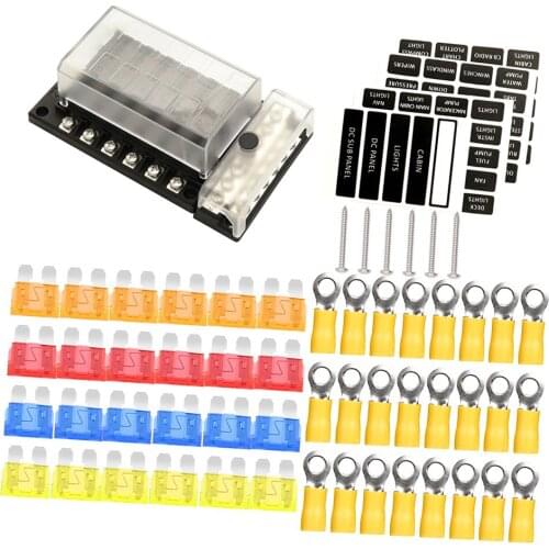 12-Way Fuse Box Blade Fuse Block Holder Screw Terminal Fuses LED Indicator Waterpoof Cover for Automotive Car Vehicle Boat Yacht