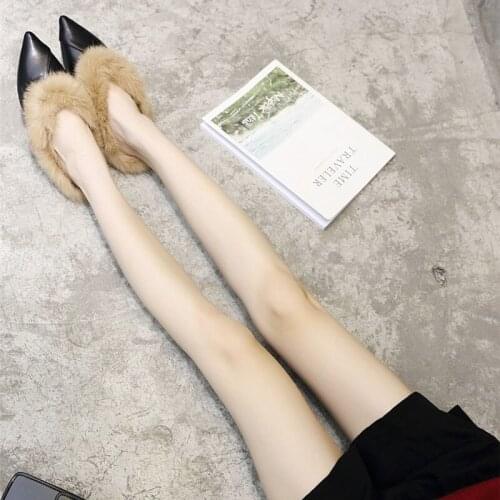 2021 New Style Fur Shoes Fall Winter Muller Shoes Flat Pointed Fur Slippers Womens Outer Wear Rabbit Fur Shoes Baotou Slippers