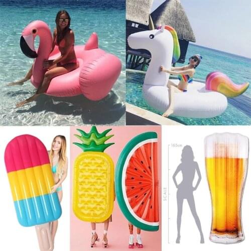 26 Style Giant Swan Watermelon Floats Pineapple Flamingo Swimming Ring Unicorn Inflatable Pool Float Child&Adult Water Toys gift