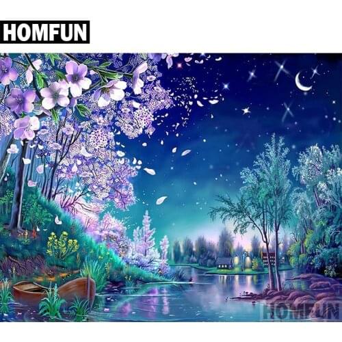 HOMFUN Full Square/Round Drill 5D DIY Diamond Painting "Flower Starry" Embroidery Cross Stitch 5D Home Decor Gift A06012