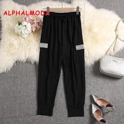 ALPHALMODA Women's Trousers Harem Pants