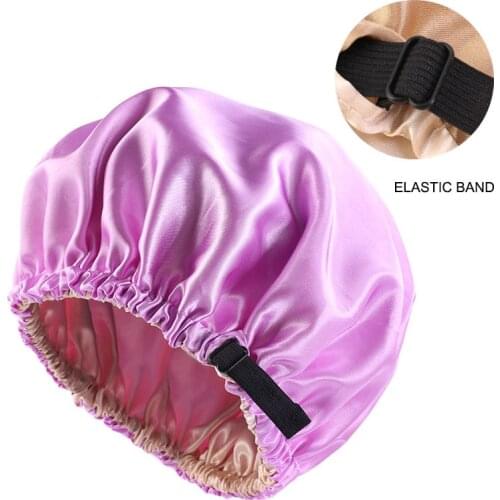 Satin Hair Cap for Sleeping Invisible Flat Imitation Silk Round Haircare Women Headwear Ceremony Adjusting Button Night Hat