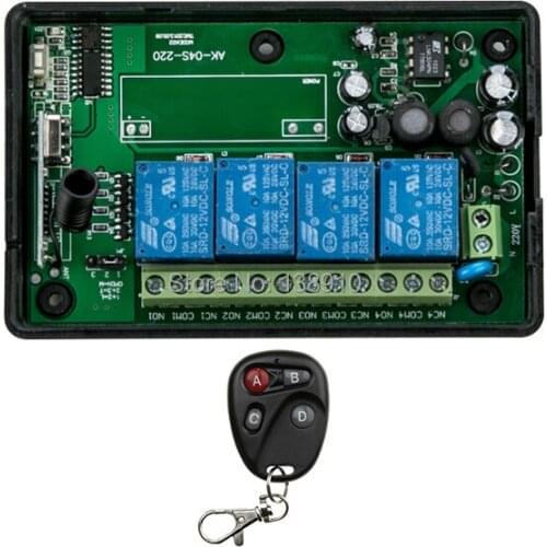 AC80-260V 4CH RF Wireless Remote Control System / Motor and electric door 220V Learning code receiver