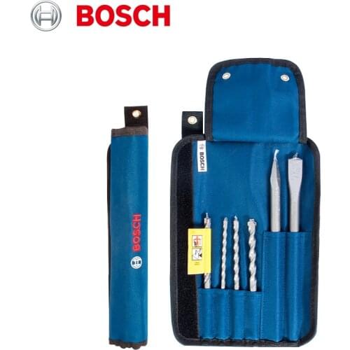 Bosch four-pit masonry should be mixed with bit chisel set (6 pieces) Velcro canvas packaging