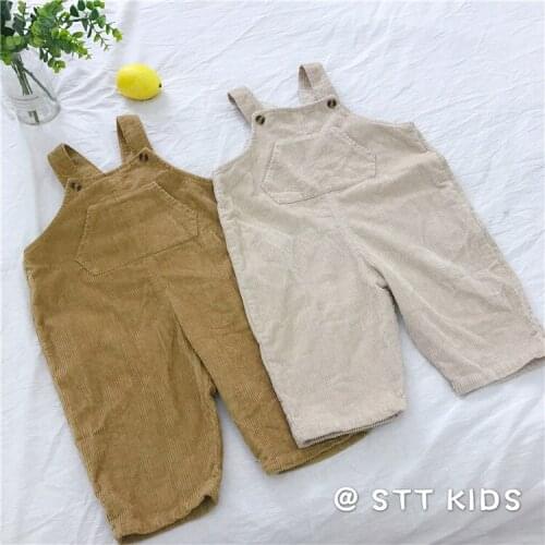 Unisex Kids Overalls Autumn High Quality Corduroy Baby Girl Jumpsuit Toddler Boys Pants Casual Korean Trousers 1 2 3 4 5 Years