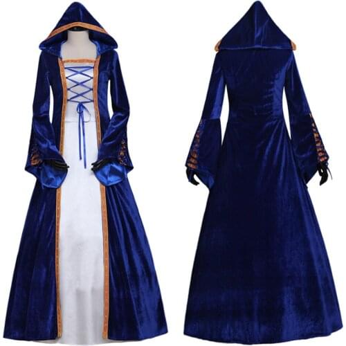 Purple Velvet Gothic Lolita Medieval Renaissance Dress Gown Costume Cosplay Two Pieces