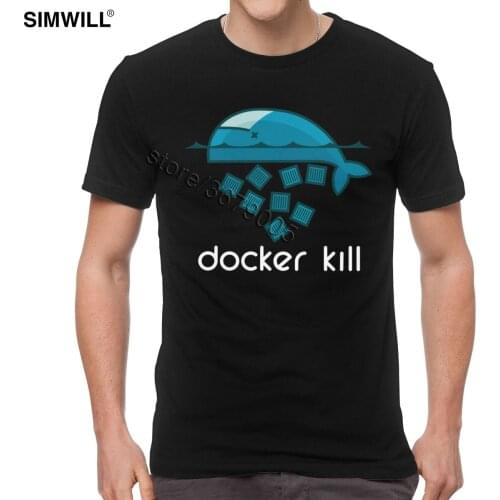 Docker Kill T-shirt Mens Vintage Short Sleeved Soft Cotton Tees Top Round Neck coder Geek T Shirts Oversize Summer Tshirt