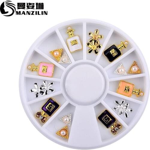 Hot nail wheel accessories wholesale alloy ornaments yuantong metal perfume bottles 12 drip water