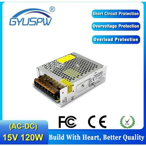 Switching power supply DC15v 8a 120w Power Driver AC 110v 220v to dc 15v power transformer For Led Strip Light CNC CCTV