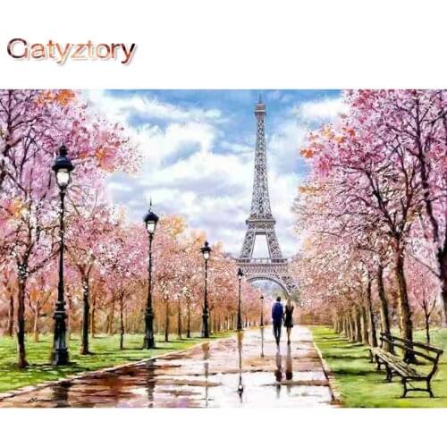 GATYZTORY Romatic Street DIY Painting By Numbers Landscape Oil Painting Handpainted Canvas Painting For Living Room Artwork