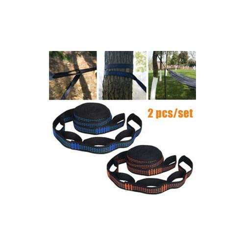 2pc Camping Hammock Rope 2m Outdoor Beach Hiking Picnic Tree Hanging Aerial Yoga Strap 5 Ring High Load-bearing Barbed Rope Belt