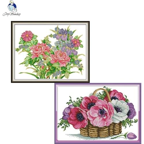 Beautiful flowers Series Paintings Canvas DMC Counted Chinese Cross Stitch Kits Printed Cross-stitch Embroidery Set Needlework