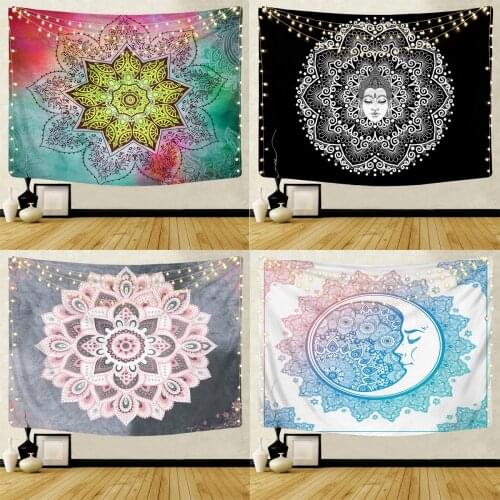 Creative Tapestry Nordic Datura Mandala Hanging Cloth Decorative Tapestry Background Cloth Blanket Home Decor Tapestry 95x73cm