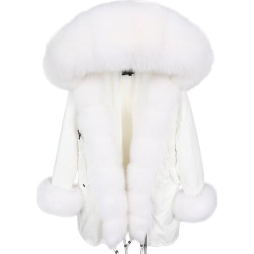 MaoMaoKong Women Real Fox Fur Jacket Hooded Parka Winter Warm Jacket