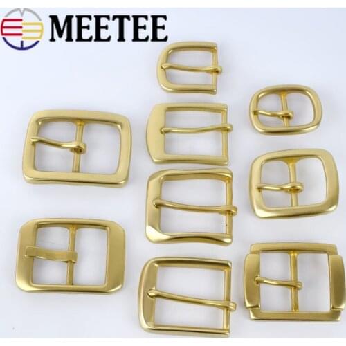 Meetee 1pc 30/35/40mm Pure Brass Belt Buckle Copper Pin Buckle Belt Head DIY Jeans Decor Band Clasp Leather Crafts Accessories