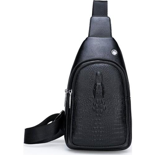 HOT PU Crocodile Mens Chest Bag Casual Wild Messenger Bag Outdoor Travel Shoulder Bag Travel Cashier Belt Boys Crossbody Bags
