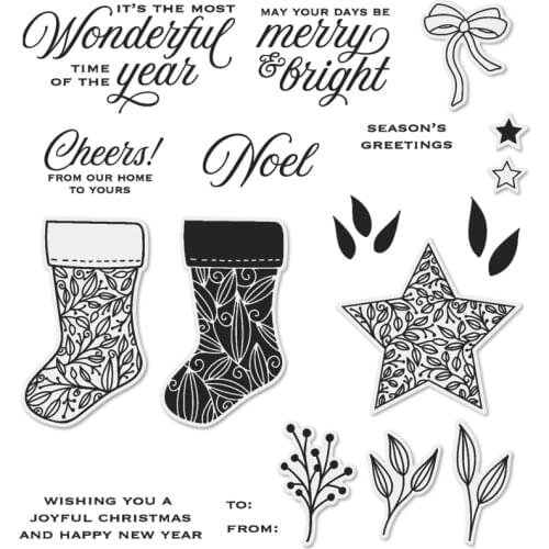 2021 New Christmas Sock Star Clear Stamps and Metal Cutting Dies Sets For DIY Craft Making Word Greeting Card Scrapbooking Album