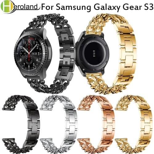 New 22MM Replacement watch band For Samsung Gear S3 Frontier / Classic smart Watch Band Cowboy chain Stainless Steel for Gear S3