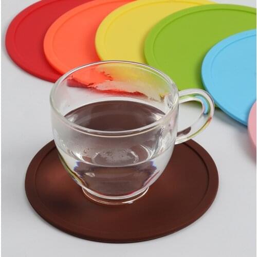 3.9 inch Colorful Silicone Coasters Heat Resistant Tea Cup Mat Lots Drink Coffee Mug Glass Beverage Holder Pad 13 Colors