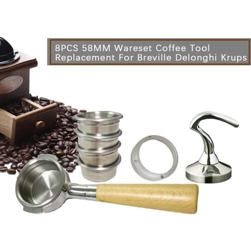 Breville Espresso Portafilter Coffee Bottomless Portafilter Delonghi Bottomless E61 58MM 8PCS Wareset Replacement Coffee Tools