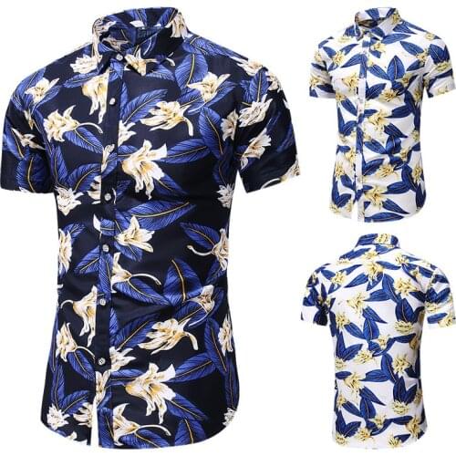 Casual Short Sleeve Hawaiian Beach Flower Basic Tops Plus Size M-7Xl 2021 New Mens Slim Fit Floral Printed Shirts Male