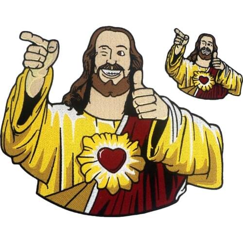 CUTE FUNNY LARGE Jesus Christ Embroidered Patch Iron ON BACKING For Clothing VEST