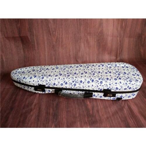 Blue and white porcelain color case 4/4 full size composite carbon fiber case with bow holders & straps black