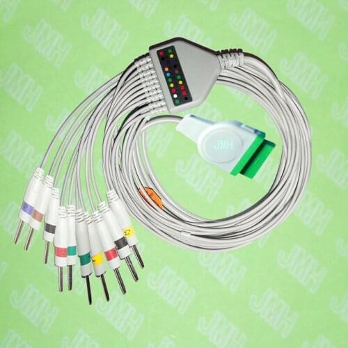 Compatible with GE,Solar,Dash,Tram,Datex Ohmeda EKG Machine,One-piece 10 lead cable and leadwires,11PIN,3.0 DIN,IEC or AHA