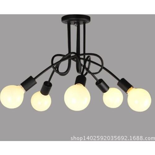 Loft Industrial Vintage Edison Wrought Iron Metal Ceiling Lamp Restaurant Bedroom Couture Dining Room Indoor Lighting Decor