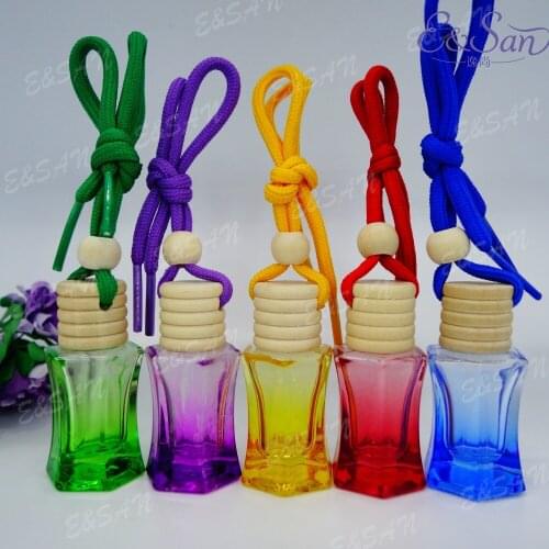 FMP002-8ML Hexagon Spraying Perfume Glass Bottle Car Pendant Boutique Car Hanging Cosmetic Bottle 100pcs/lot