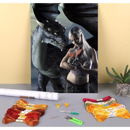 Woman Girl Printed 11CT Cross-Stitch DIY Embroidery Patterns DMC Threads Needlework Craft Knitting Painting Promotions Counted