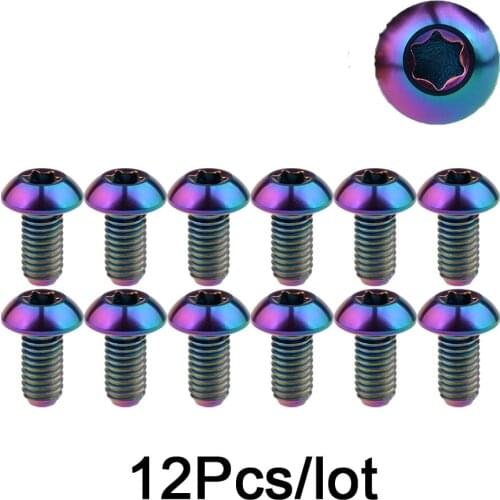 Xingxi 12Pcs Titanium Ti M5x10 12mm Screw Bolt for Disc Brake Rotors Mountain Bike & Road Bike T25 Torx Head Bicycle disc