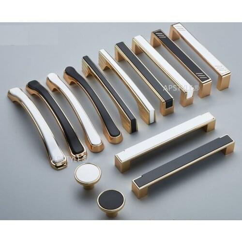 Mirror Silver Black Zinc Alloy Cupboard Cabinet Pull Wardrobe Closet Knob Nordic Style Kitchen Drawer Hardware Handle