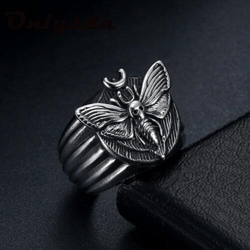 Deaths Head Skull Moth Luxury Butterfly Rings Animal Jewelry Anill For Women Trendy Gothic Style Finger Accessories OSR781