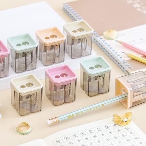 1pcs Double Hole Pencil Sharpener Morandi Makeup Pen Sharpener For Girls Gifts Back To School Supplies Stationery Random Color