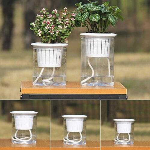 10/12/15cm Lazy Flower Pot Transparent Self-Watering Plant Flower Succulent Pot PP Resin Planter For Home Garden Decoration