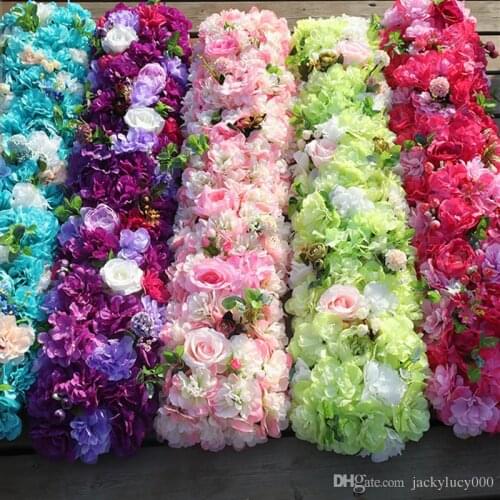 100 x25CM Artifical Rose Hydrangea Styles Flower Rows for Wedding Party Arch and T Station Decoration Flowers DIY Supplies