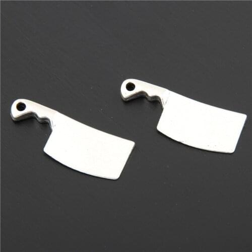 20pcs Zinc Alloy Silver Color Chef Cleaver Charms Kitchen Knife Pendants For DIY Bangle Bracelet Findings A2895