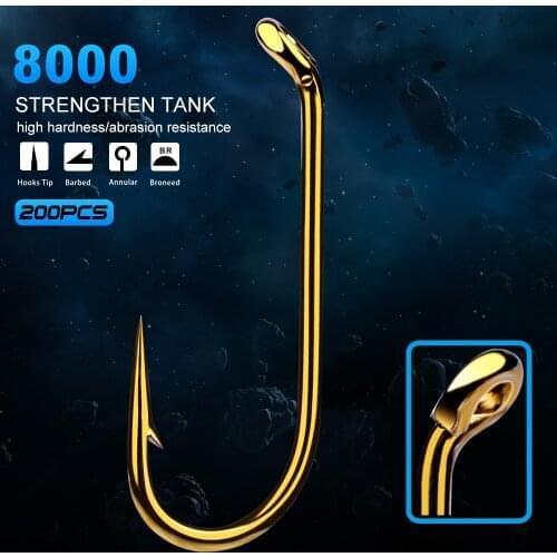 200pc Fly Fishing Hook 8000-8/12/14/16 Size Fishhook Fly Hooks Fishing Trout Salmon Dry Flies Fish Hook