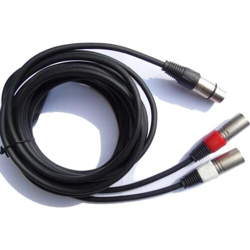 25pcs/lot hight quality Pro cable with 5PIN XLR connectors to 2* 3pin XLR male connectors audio Extension Cable 5M