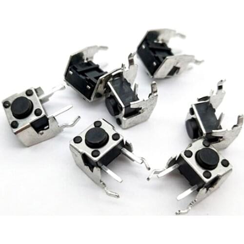 50 pcs/lot 4 PIN 12V 6*6*4.5 Side Bracket 0.5A Push Button Switch Tactile Tact Direct Plug-in Self-Reset Micro Interruptor