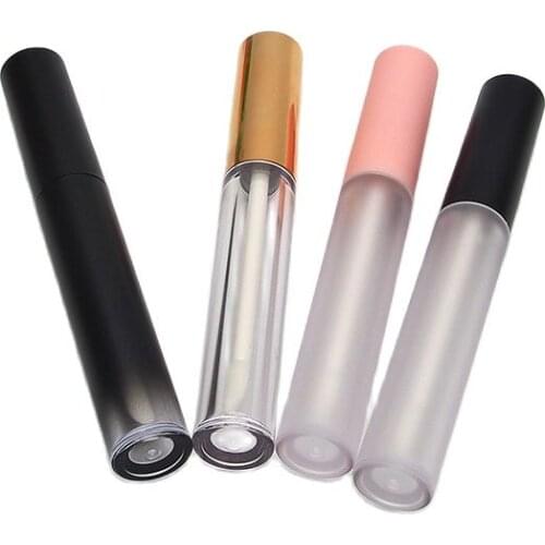 50pcs Cosmetic Container 4.5ML Lipgloss Tube Refillable Frosted Bottle Lip Gloss Compact Transparent Empty Round Lip Balm Tube