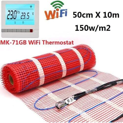 50cmX10m Warm Floor Heating Mat 150w/sqm with WiFi APP Controlled Thermostat can Choose