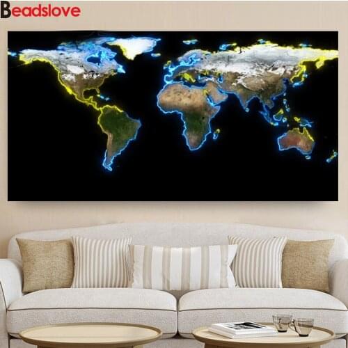 5d diy full square round drill large Abstract world map diamond painting mosaic embroidery rhinestone needlework landscape home