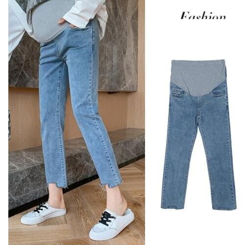 6013# Maternity pants Spring Autumn Slimming Maternity Jeans Belly Support Pants Elastic Waist Maternity Trousers