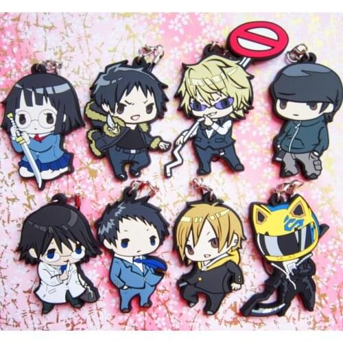 8 pcs/set Anime Durarara 3way standoff figures DRRR ,Orihara Izaya figure phone strap/keychain pendant toys free shipping