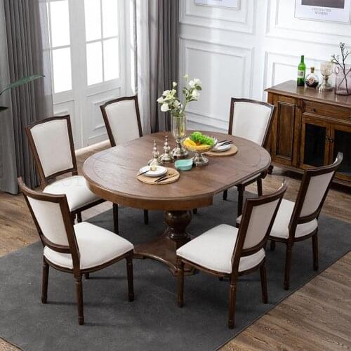 American dining chair European solid wood dining table and chairs Cafe Hotel high-end dining chair retro oak study chair