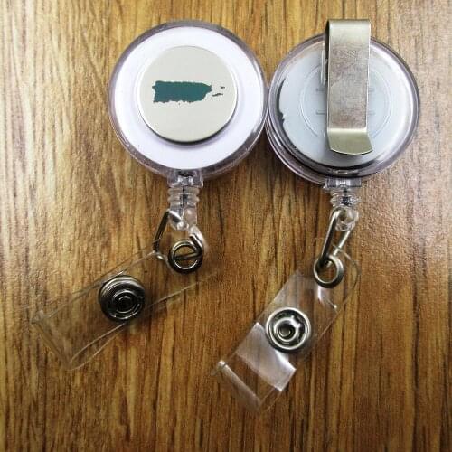Puerto Rico ID Badge Reel gift for him/her friend family retractable recoil id badge holder work fun